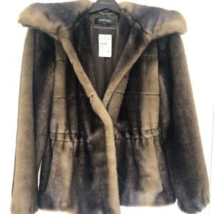 Faux mink Ellen Tracy drawstring waist jacket.